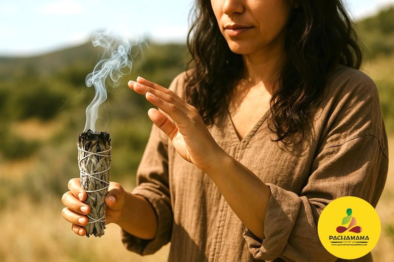 Pachamama Essentials Organic California White Sage (Salvia Apiana) & Palo Santo (Holly Wood) Smudge Bundle Kit (2 white sage bundles 4"-5" & 4 Palo Santo Sticks 4") - Image 3